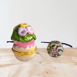 Bundle- Trinket Box and Pill Box: Vase with Flowers and Cloisonne